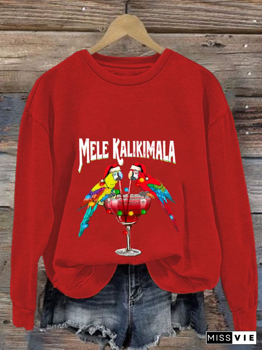 Women's Christmas Mele Kalikimaka Print Casual Sweatshirt