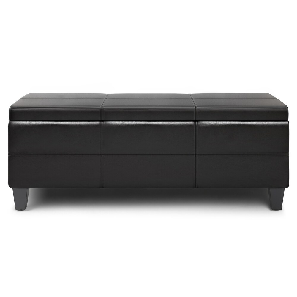 WYNDENHALL Halsey 48 inch Wide Contemporary Rectangle Ottoman Bench in Faux Leather