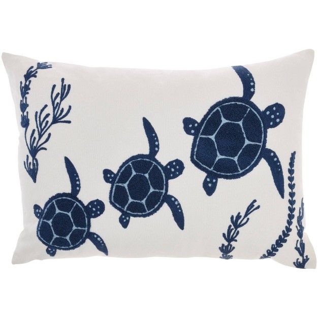 Oversize Life Styles Towel Embroidered 3 Sea Turtles Lumbar Throw Pillow Navy Mina Victory