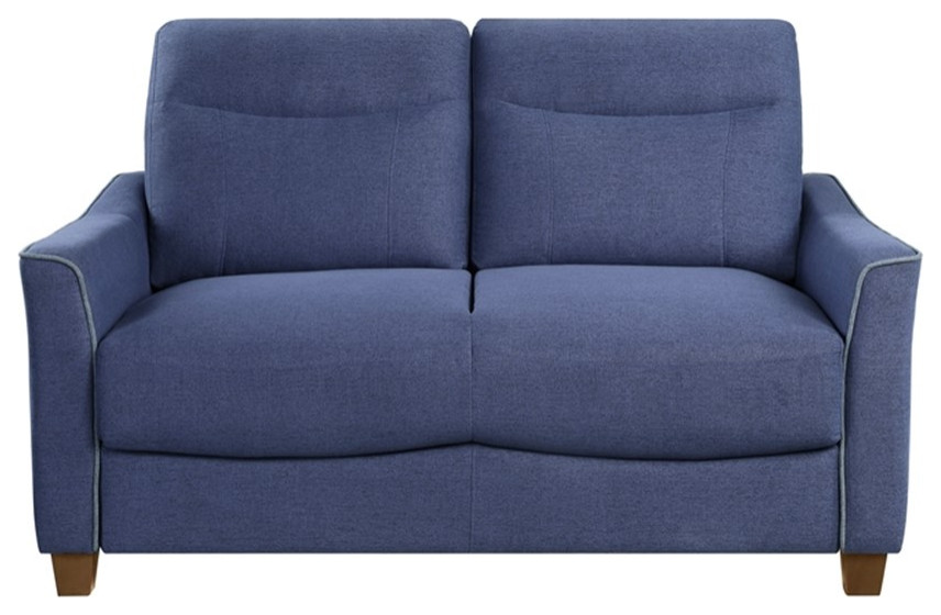 Lexicon Harstad Fabric Upholstered Love Seat in Blue Color   Transitional   Loveseats   by Homesquare  Houzz