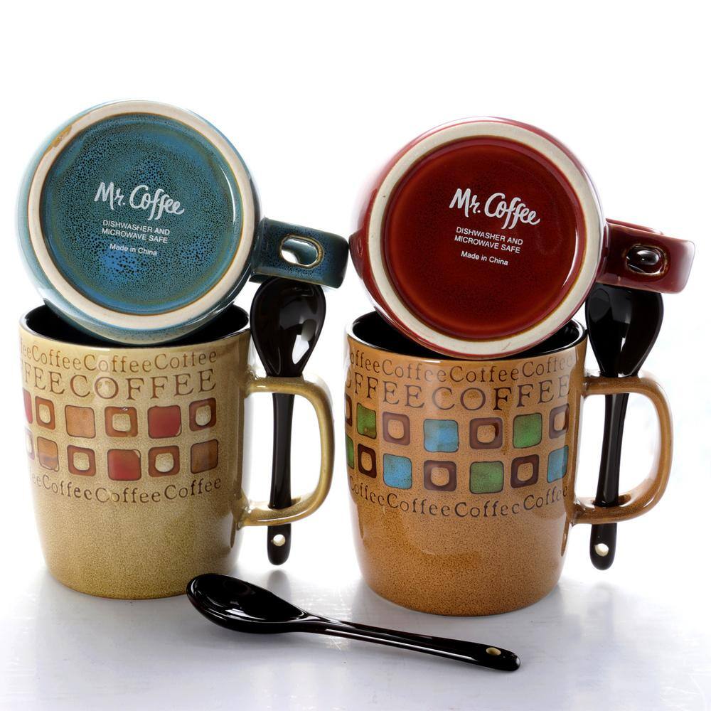 Mr. Coffee Cafe Americano 13 oz. Assorted Color Mugs (Set of 4) 98583915M