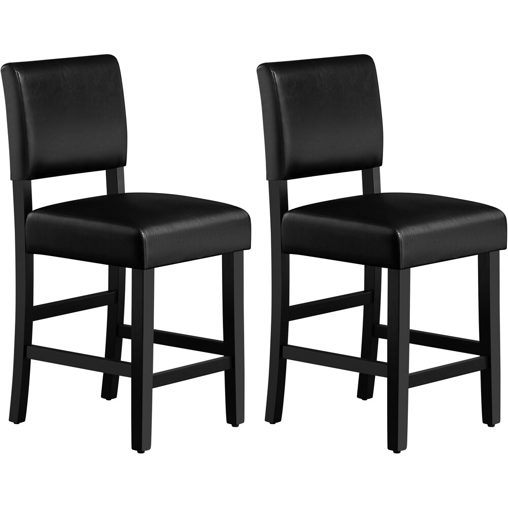 Yaheetech 24.6″ H Counter Stool Fabric Dining Chairs Set of 2 Upholstered Back Stool Counter Height Bar Stool