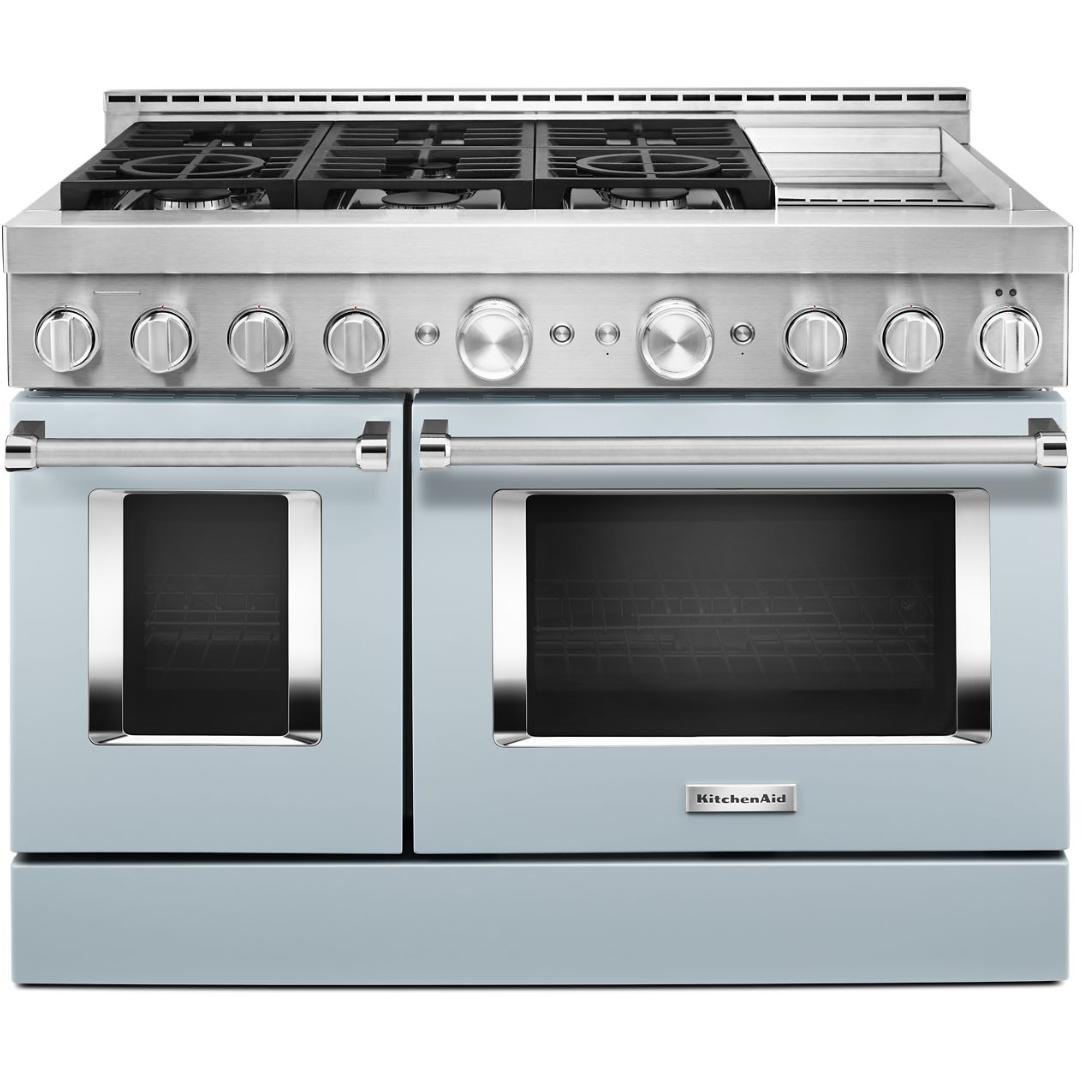 KitchenAid 48-inch Freestanding Gas Range with Even-Heat? True Convection KFGC558JMB