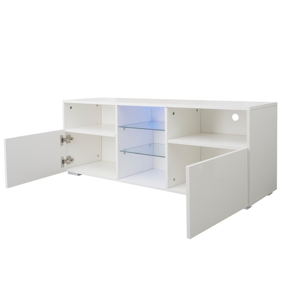 Minimalist TV Stand with LED Lights and Storage Drawers for 55\