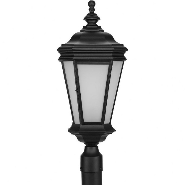 Progress Lighting Crawford 1 light Outdoor Post Lantern In Textured Black With Etched Glass Shade