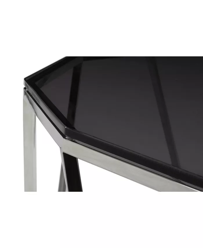 Furniture Aria 22 Smoked Glass and Polished Stainless Steel End Table