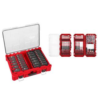 MW SHOCKWAVE Impact-Duty 12 in. Drive Metric  SAE Deep Well PACKOUT Impact Socket Set wScrew Driver Bit Set (131-Piece) 49-66-6806​-48-32-5150