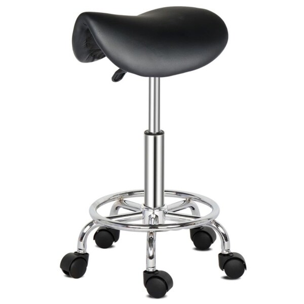 Saddle Stool Ha Ha Feet Rotation Bar Stool Black - (37 x 34 x 51-65)cm (L x W x H)