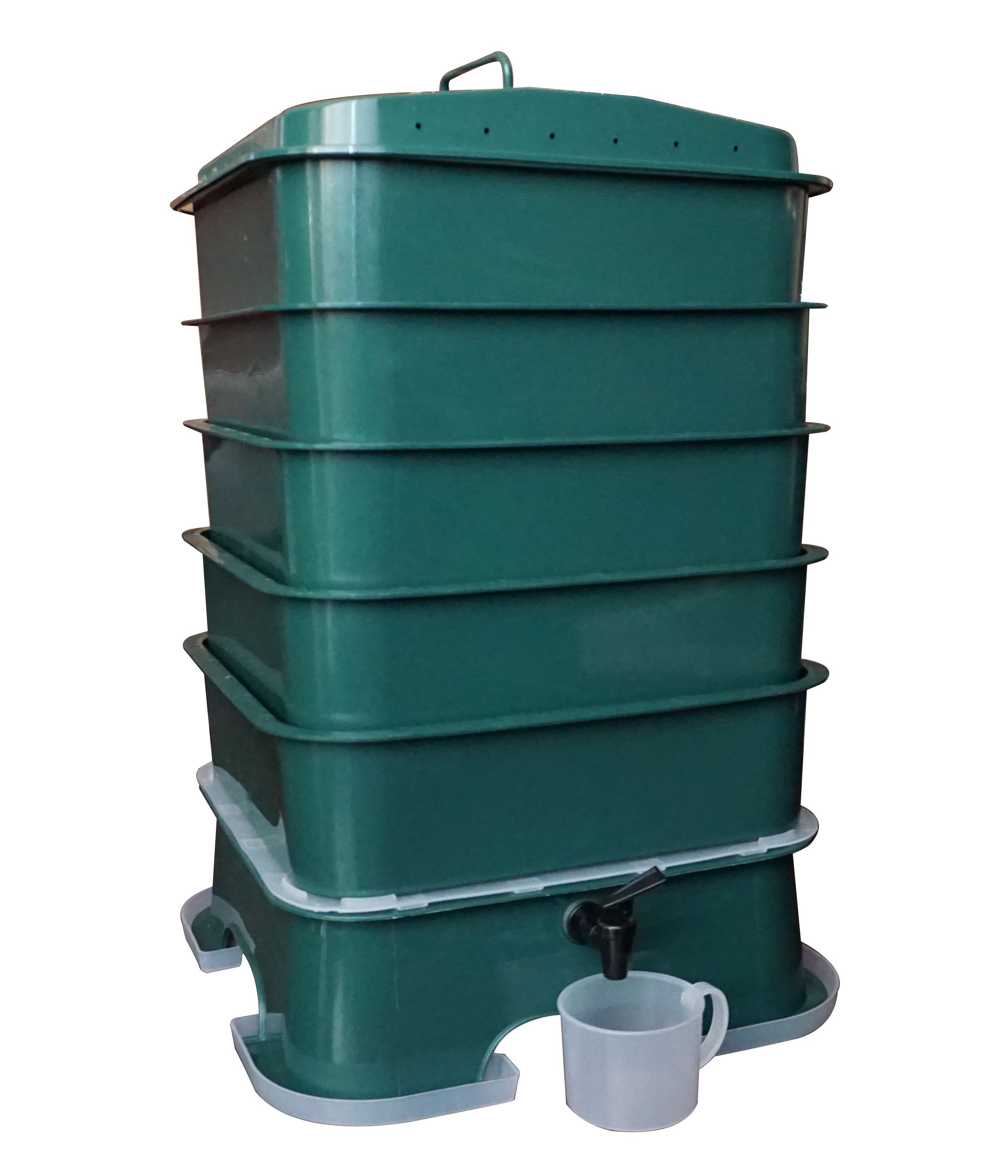 VermiTek 80 oz Green Plastic Worm Farm Composting Bin