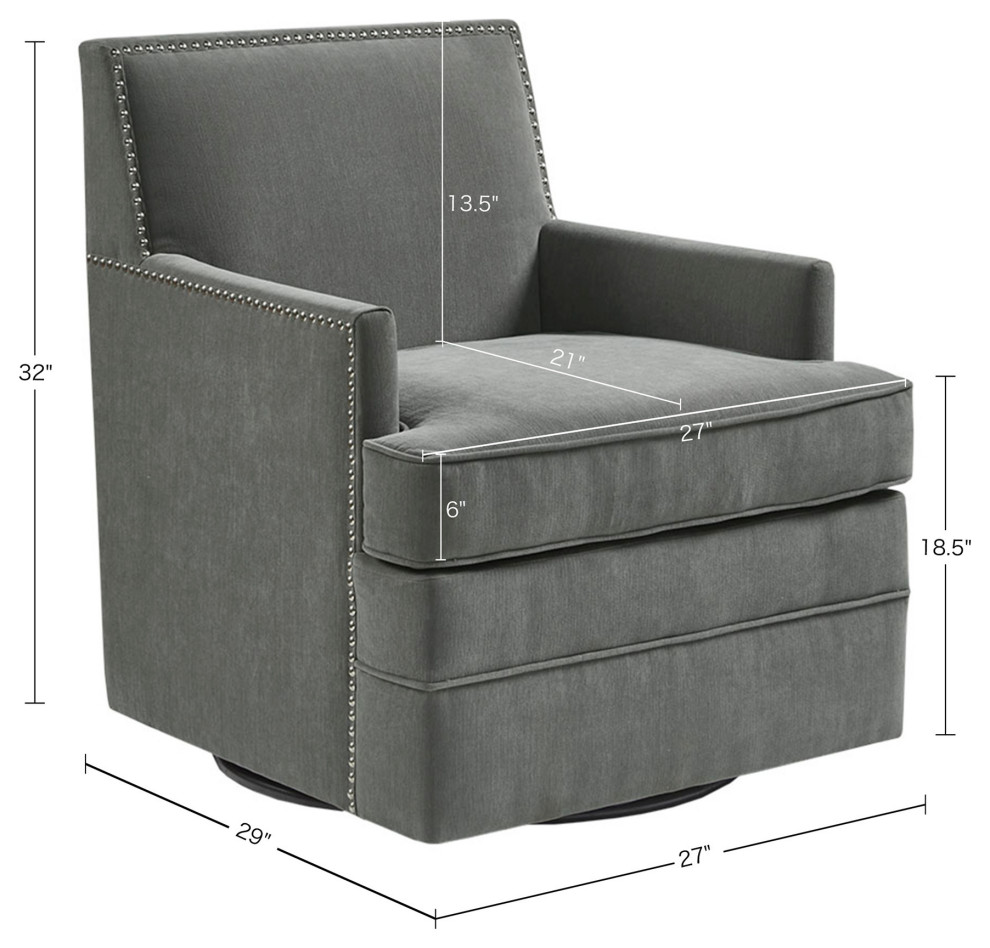 Madison Park Circa Track Armed Swivel Motion Lounge Chair  Grey   Transitional   Armchairs And Accent Chairs   by Olliix  Houzz