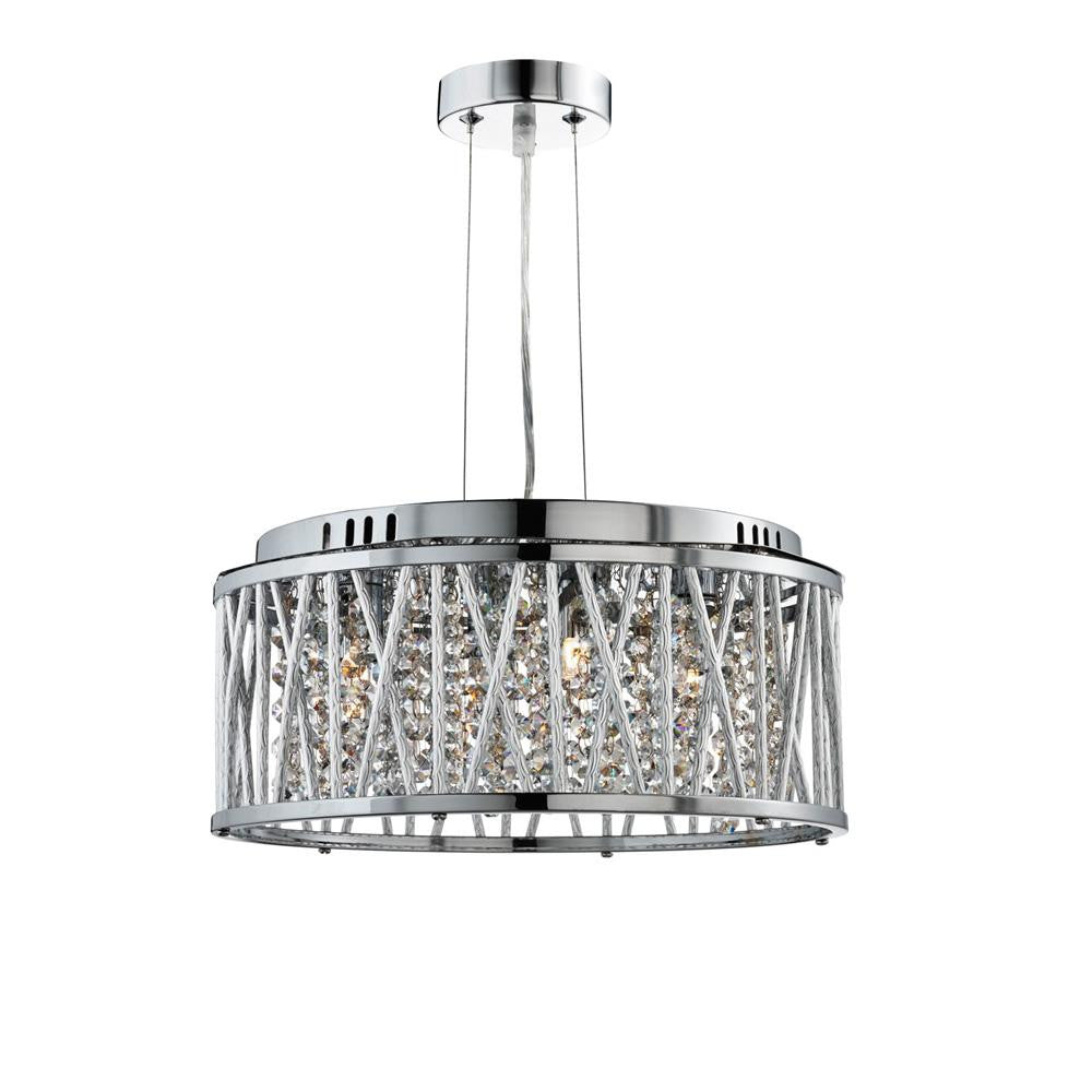 Searchlight 8334-4CC Elise Polished Chrome & Aluminium Tube 4 Lamp Round Pendant Light