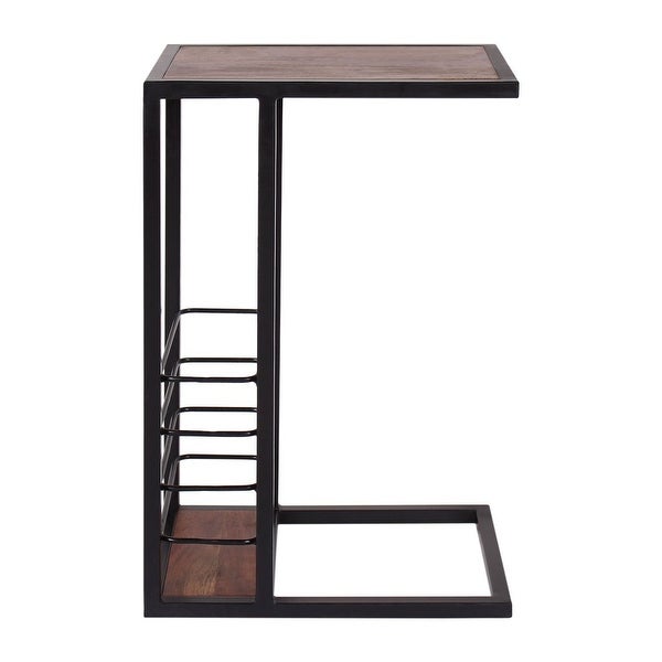 Edwin Contemporary Accent C Table in Iron and Acacia