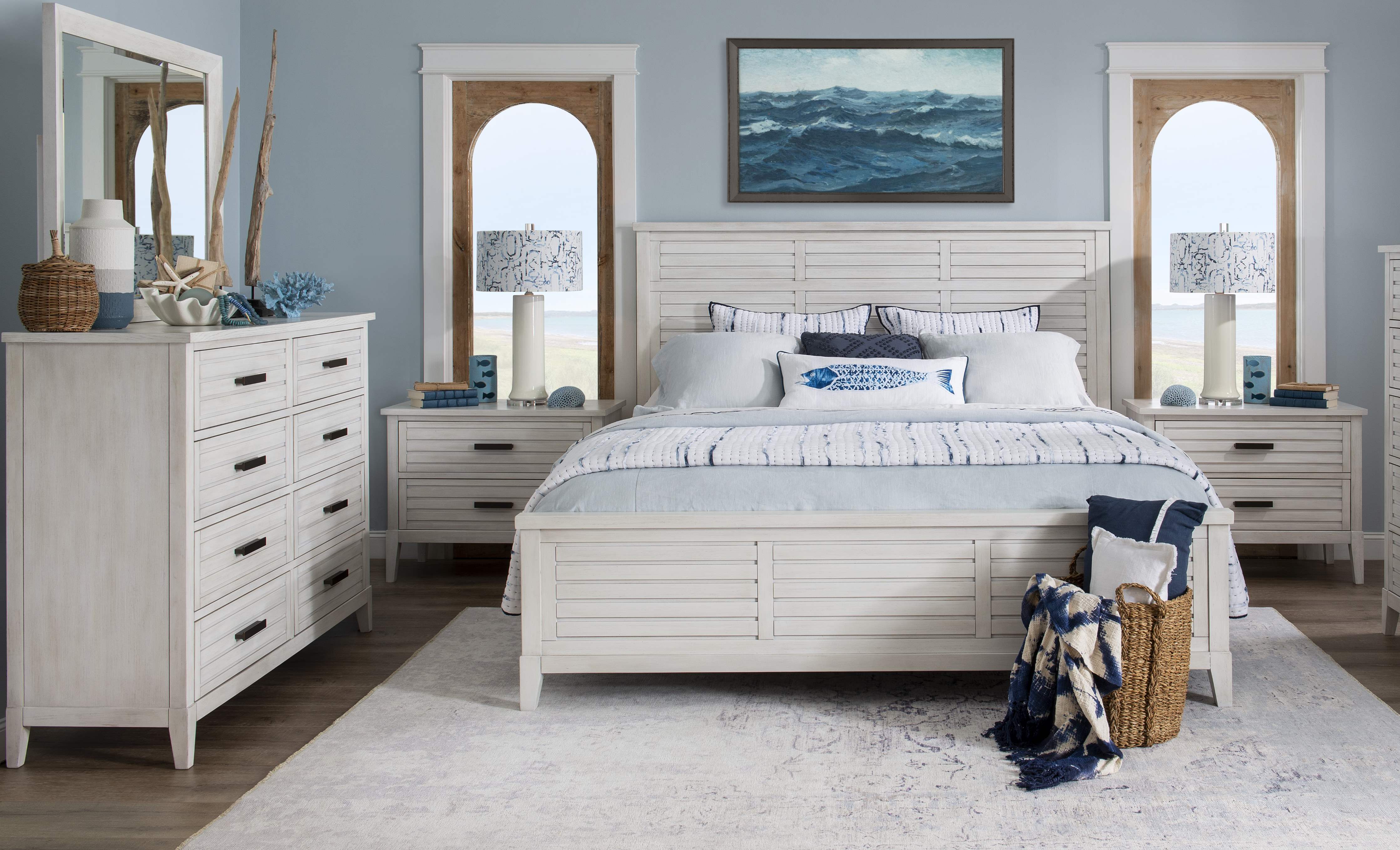 Coastal White 8 Drawer 58 Dresser