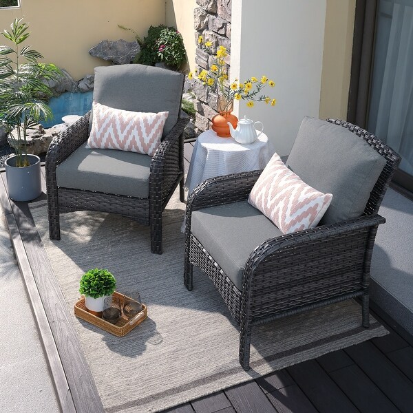 HOOOWOOO Outdoor 2piece Patio Furniture Wicker Chair Set