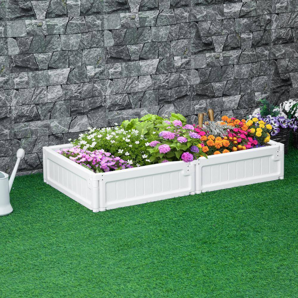 Outsunny 24.75 in. W x 48.5 in. D x 8.25 in. H White Plastic Raise Garden Bed Kit 845-549WT