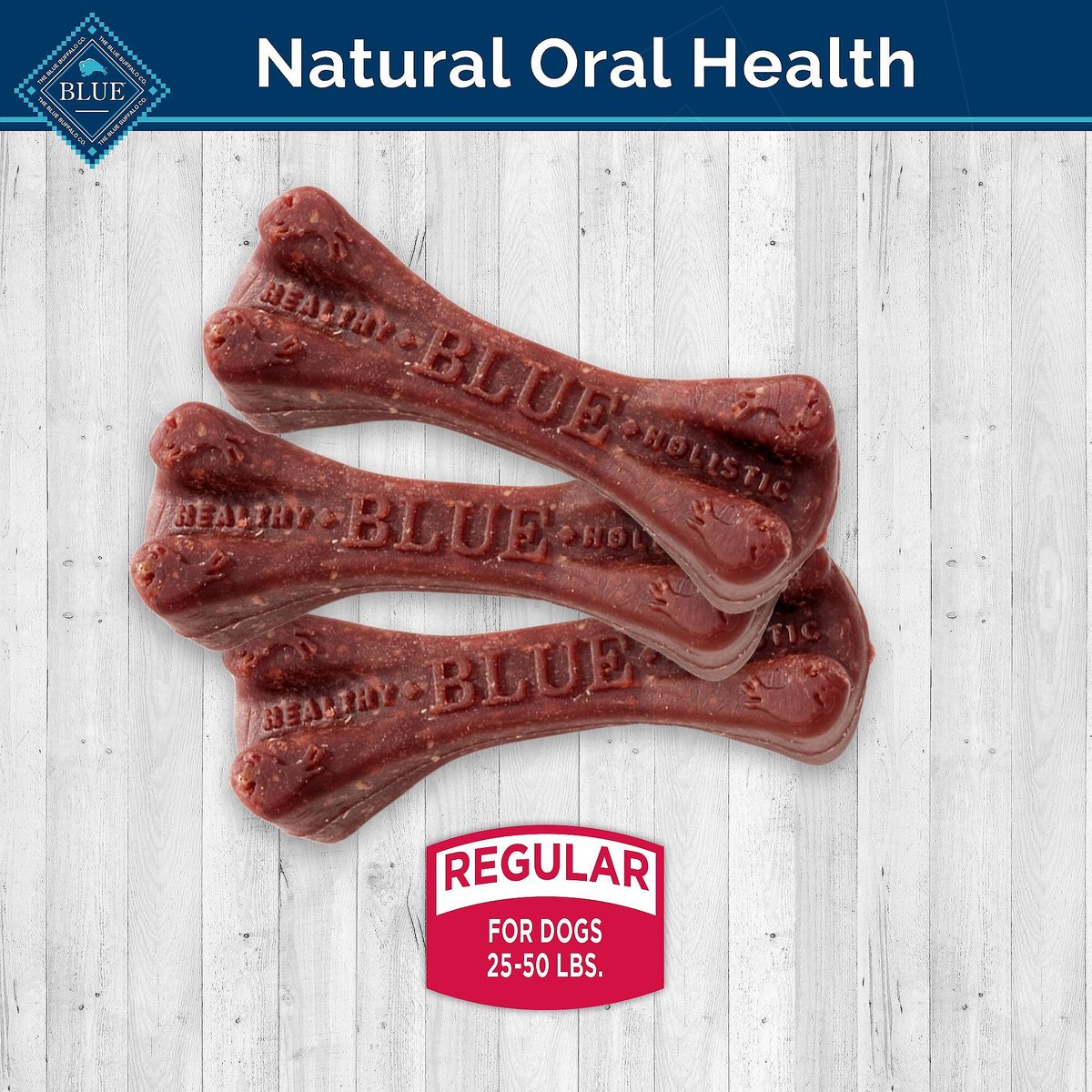 Blue Buffalo Dental Bones All Natural Rawhide-Free Regular Dental Dog Treats