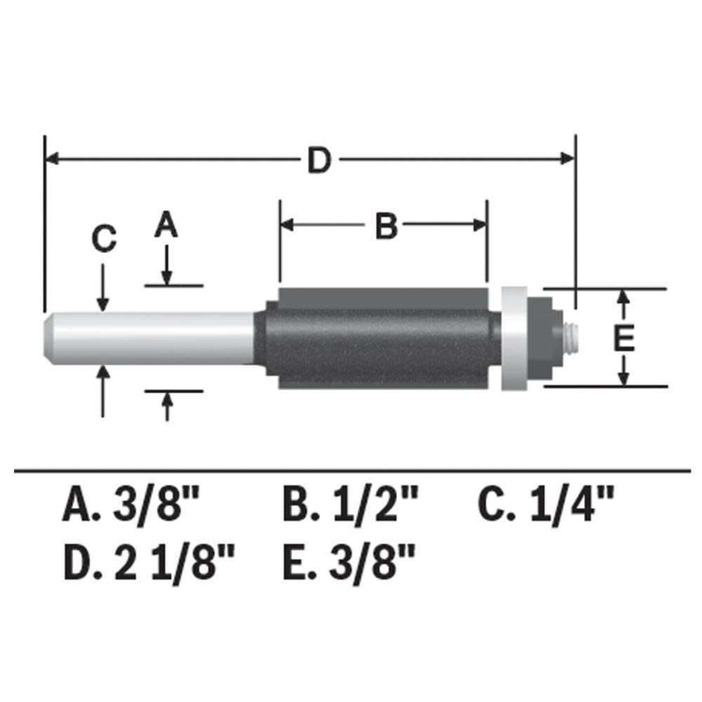 Bosch 3/8 In. x 1/2 In. Carbide Tipped 2-Flute Flush Trim Bit 85269M from Bosch