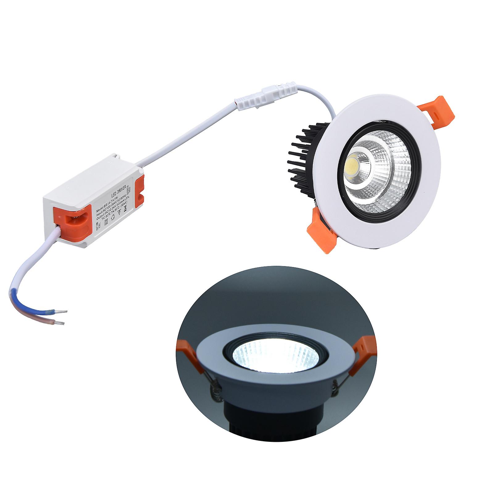 Recessed Lighting 7w White Light 6000k 75mm Hole Adjustable Angle Led Ceiling Halo Light For Kitchen Bedroom 100264v