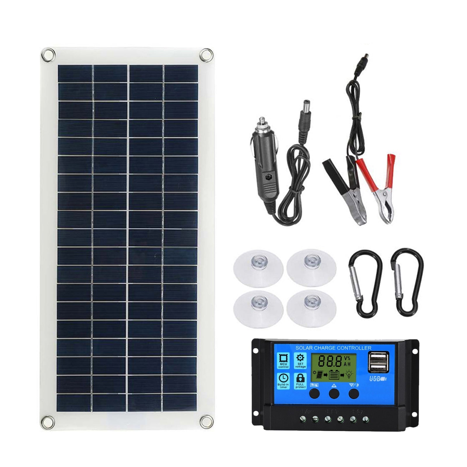 Gecheer Portable 300W Solar Flexible Panel Kit 12/24V Switch USB Charging Interface Solar Board With Controller Waterproof Solar Cells for Phone RV Car