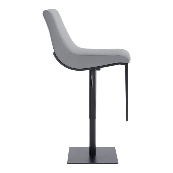 Armen Living Victory Swivel Barstool in Steel and Grey Faux Leather