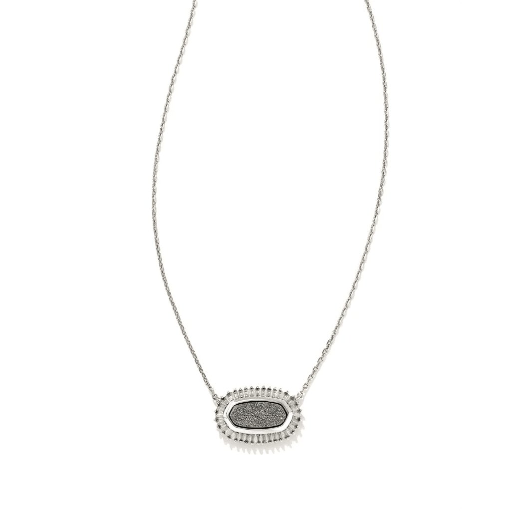 Kendra Scott  Baguette Elisa Silver Pendant Necklace in Platinum Drusy