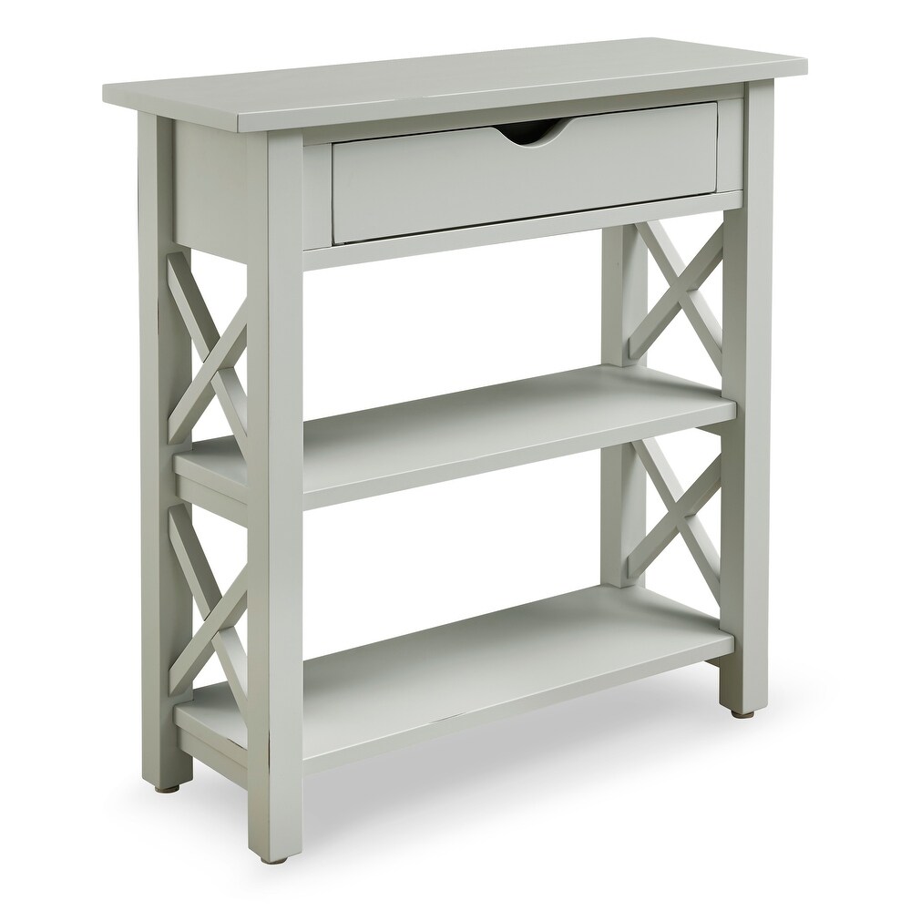 The Gray Barn Solid Wood Painted Console Table with Drawer and Shelves