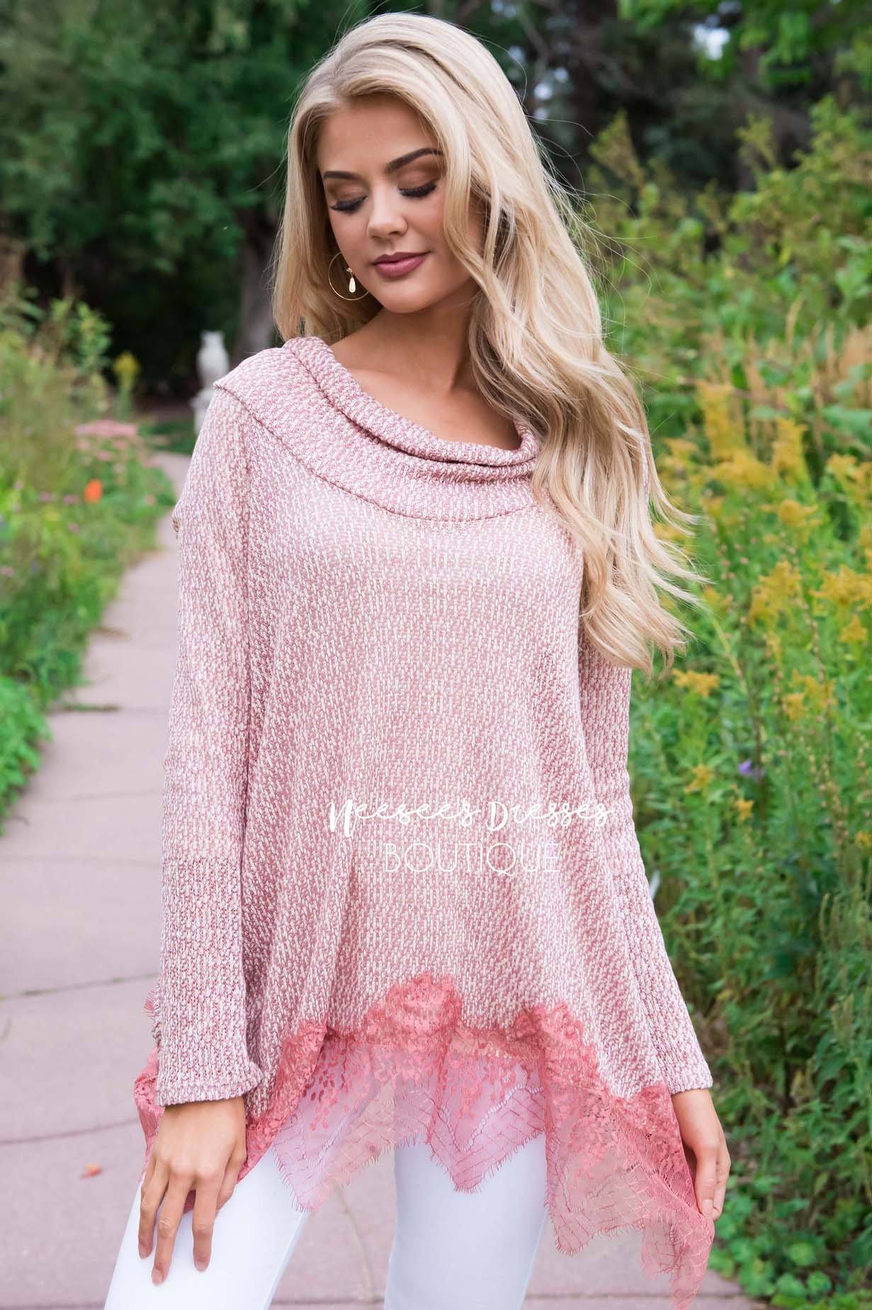 Lessons In Love Lace Trim Sweater