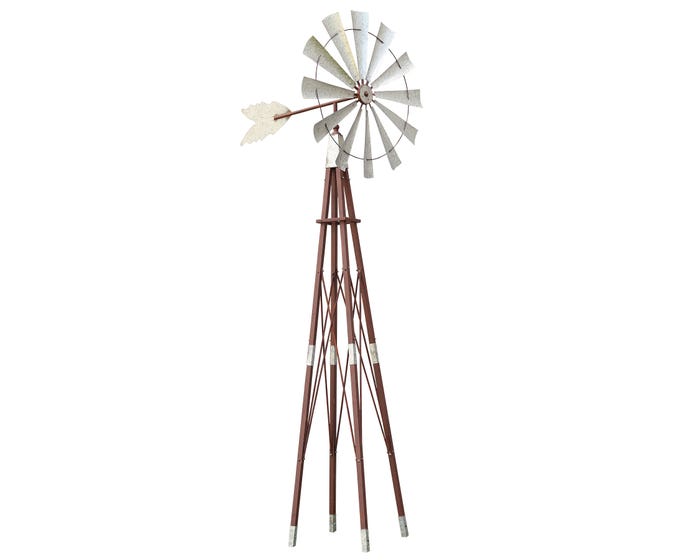 Alpine Metallic Kinetic Windmill Garden Stake with Rustic Finish JUM264