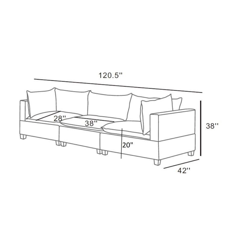 Bowery Hill Modern Fabric Down Feather Sofa Couch in Dark Gray