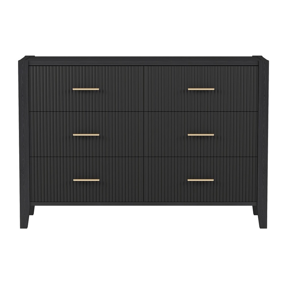 6 Drawer Dresser with Metal Handle for Bedroom