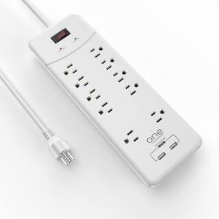 ProMounts 10 Outlet and 2 USB Surge Protector Power Strip with Flat Plug and 6 Ft. Cable ETL Certified PSS102