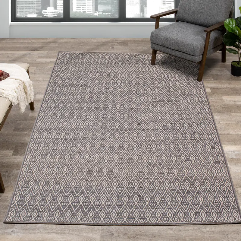 Vista 5 x 8 Diamond Gray Cream Area Rug