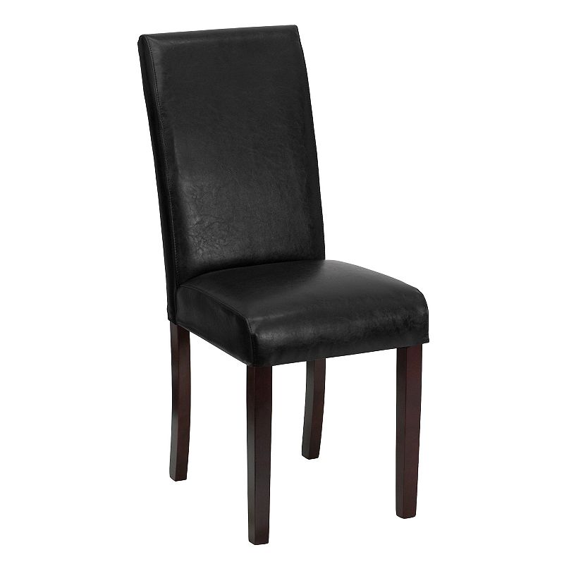 Merrick Lane Vallia Series Faux Leather Panel Back Parson's Chair for Kitchen， Dining Room and More