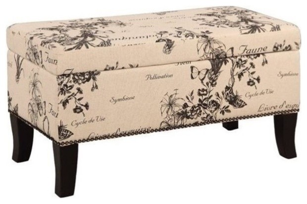 Pemberly Row Linen Ottoman in Botanical   Transitional   Footstools And Ottomans   by Homesquare  Houzz