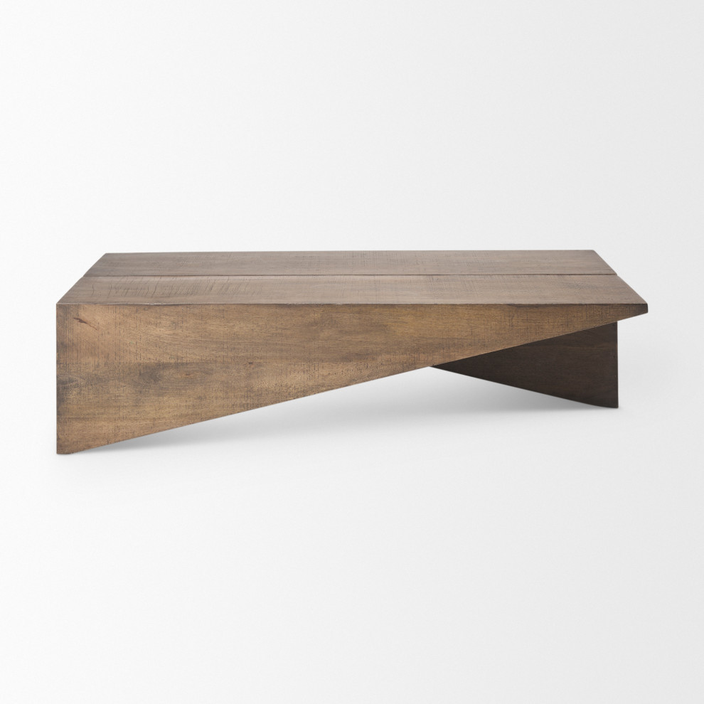 West Medium Brown Solid Wood Angled Coffee Table   Transitional   Coffee Tables   by Mercana  Houzz