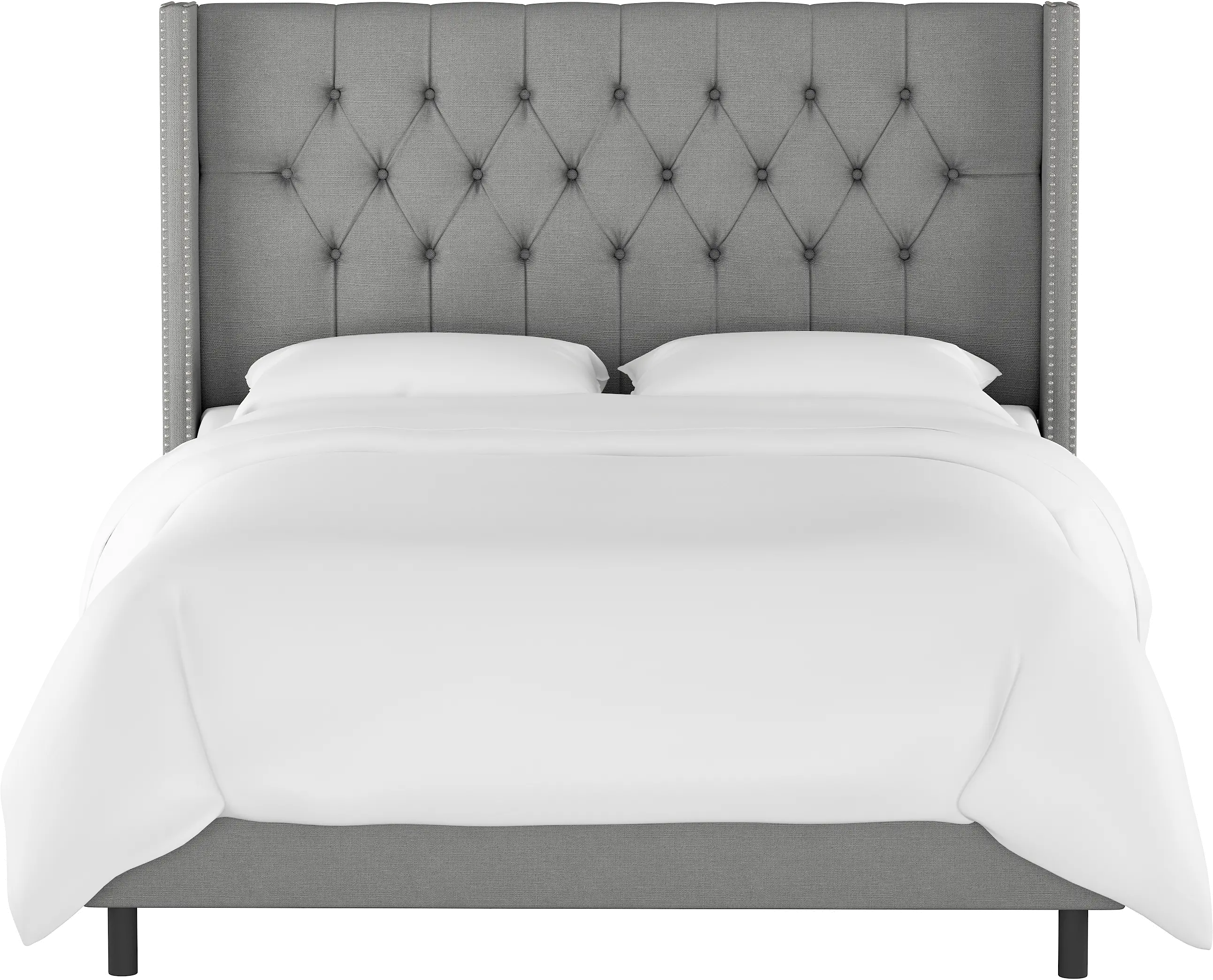 Abigail Gray Diamond Tufted Wingback Full Bed - Skyline Furniture