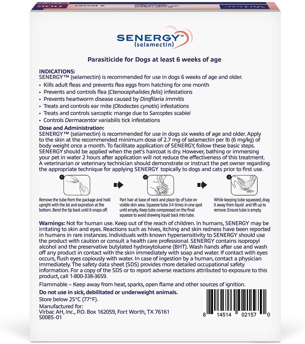 Senergy Topical Solution for Dogs， 85.1-130 lbs， (Plum Box)