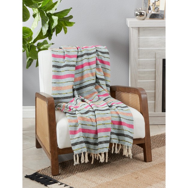 Saro Lifestyle Striped Throw Blanket With Multi color Design