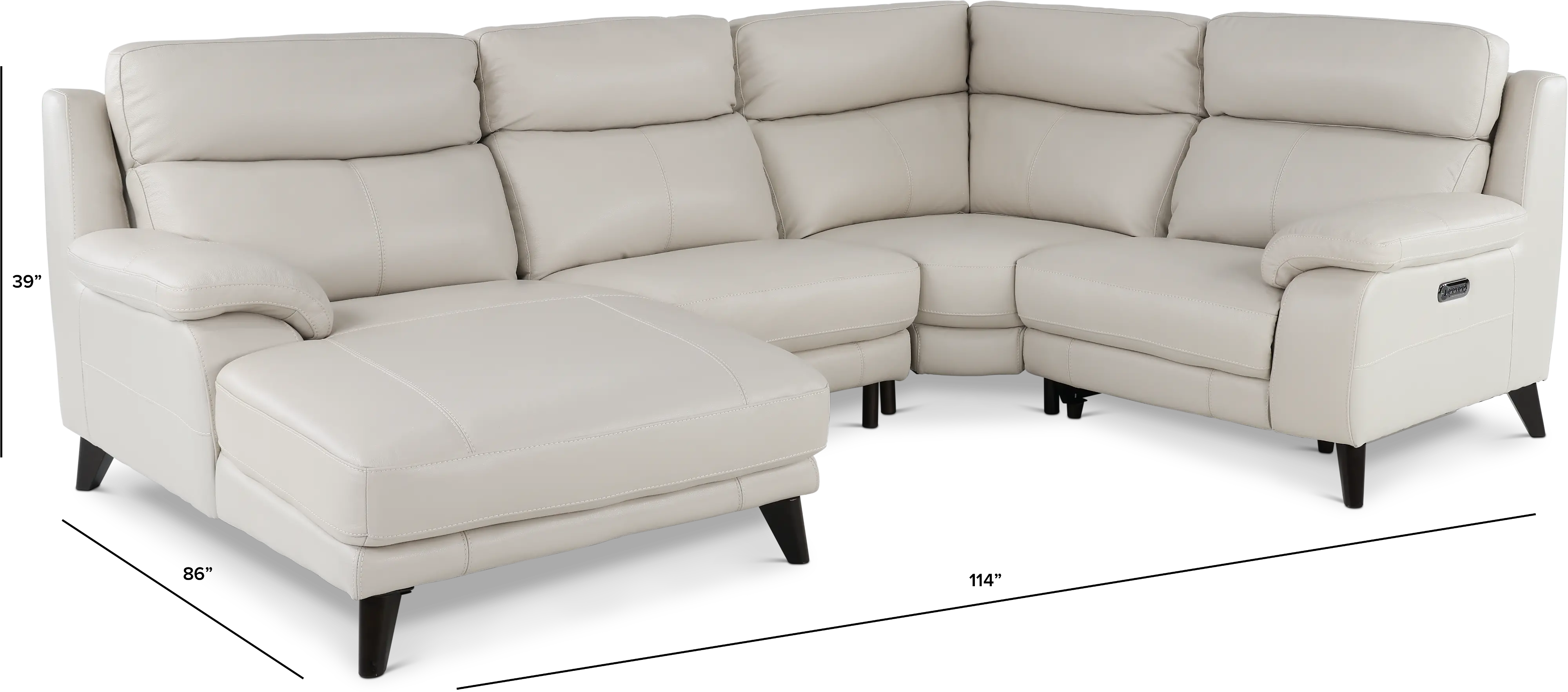 Venice White 4 Piece Power Reclining Sectional