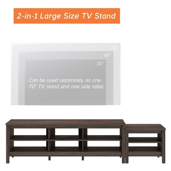 Large TV Stand for 75-85 Inch TV， Entertainment Center and End Table Set