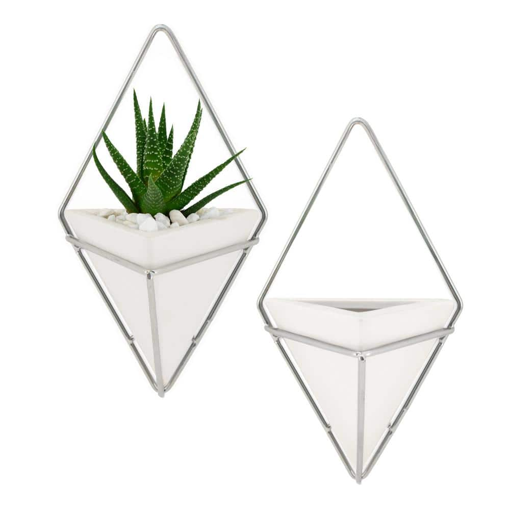 Arcadia Garden Products Diamond 6 in. x 10 in. White Matte Ceramic Wall Planter WP35W