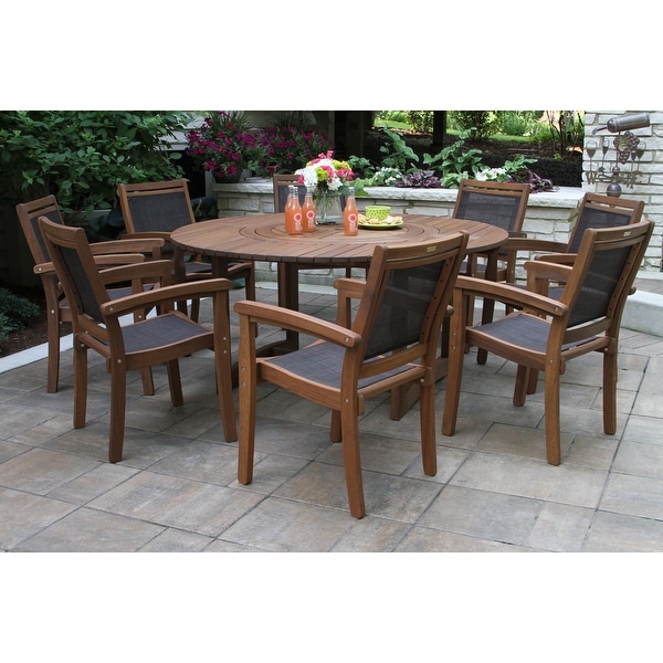 Eilaf 9 pc. Lazy Susan Set with Stacking Chairs