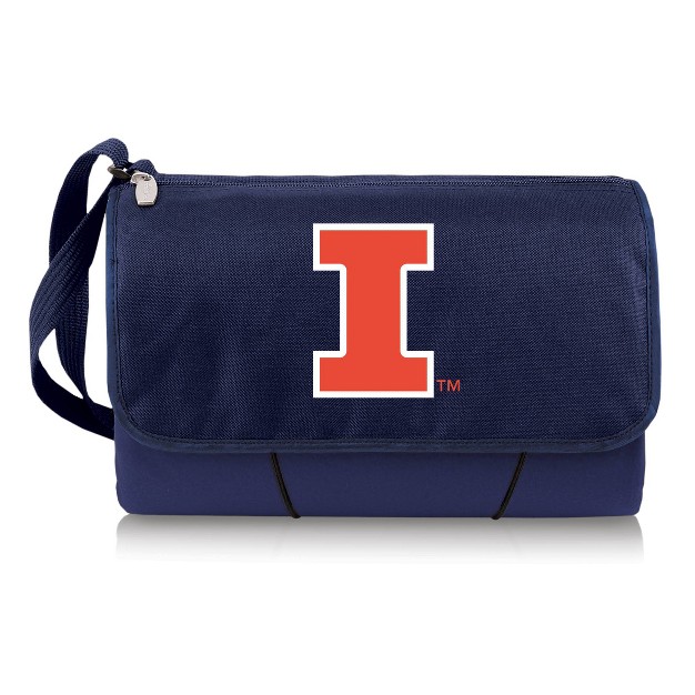 Ncaa Illinois Fighting Illini Blanket Tote Outdoor Picnic Blanket Navy Blue