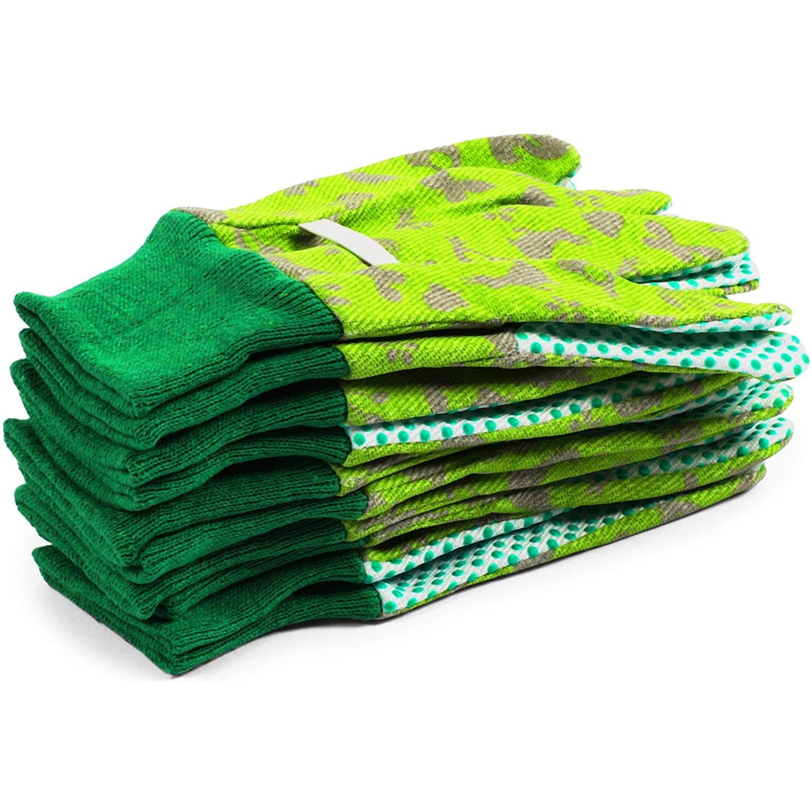 6 Pairs Green Kids Garden Work Gloves for Age 3-6 Children and Outdoor Patio Gardening Work