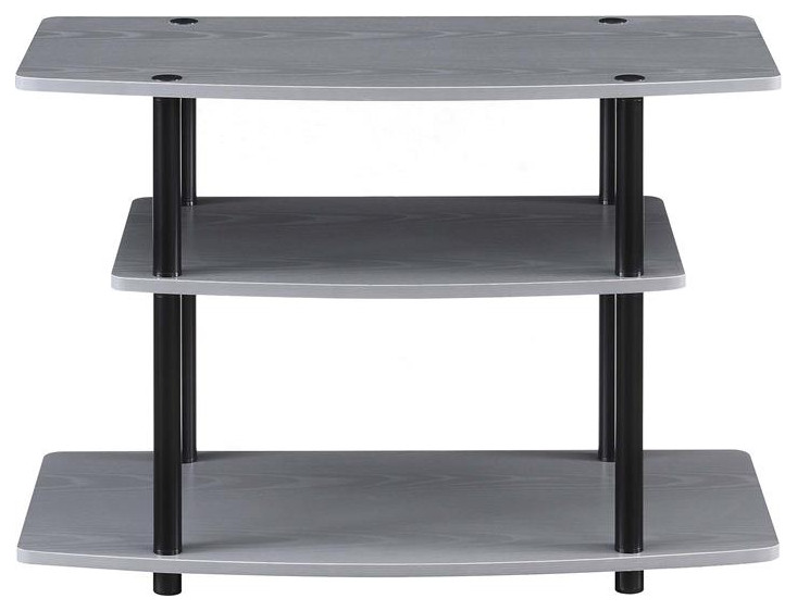 Designs2Go Three Tier 32 quotTV Stand in Gray Wood and Black Stainless Steel Frame   Transitional   Entertainment Centers And Tv Stands   by Homesquare  Houzz