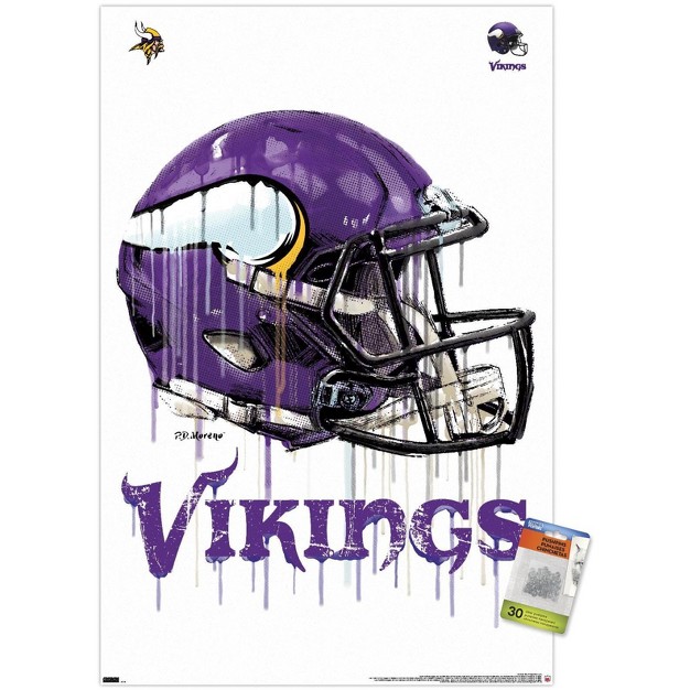 Trends International Nfl Minnesota Vikings Drip Helmet 20 Unframed Wall Poster Prints