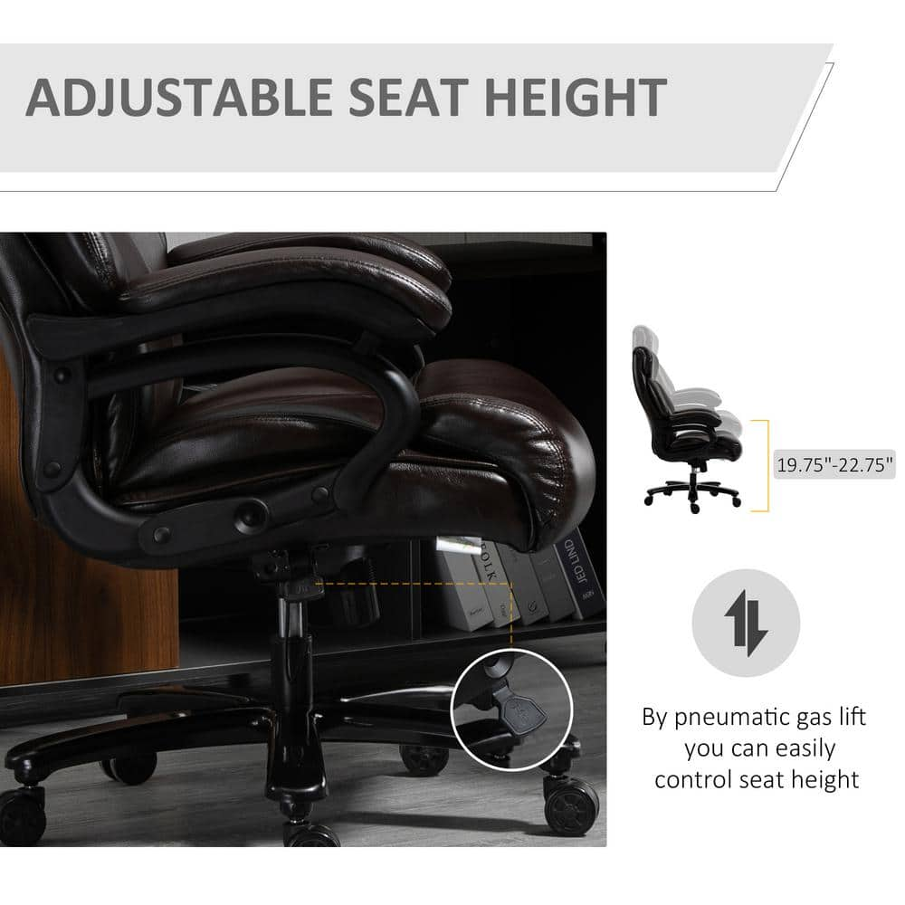 Vinsetto Brown, High Back Home Office Chair Adjustable Swivel Executive Chair PU Leather Ergonomic Computer Task Seat 921-503BN