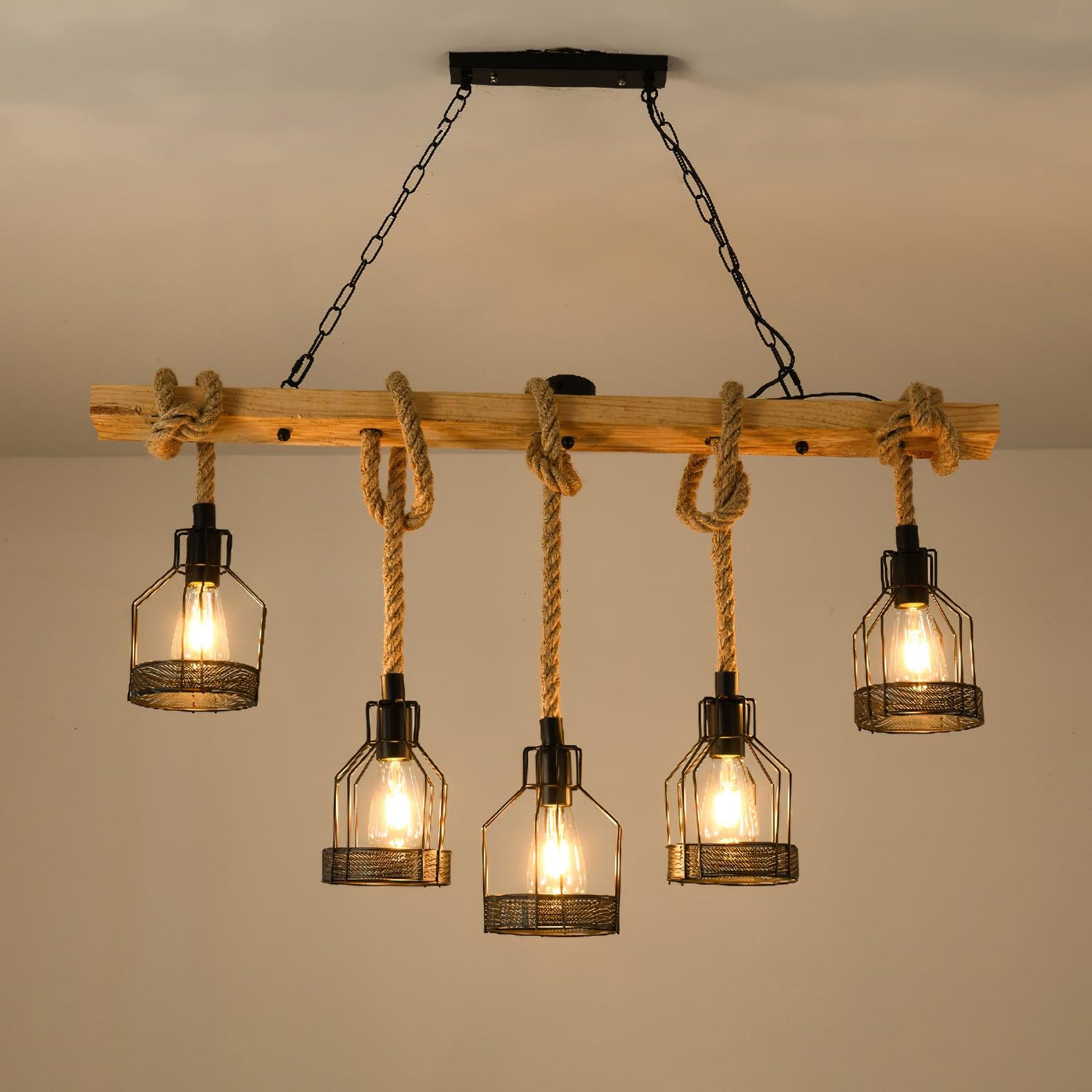 Hemp Rope Industrial Grenade Chandelier