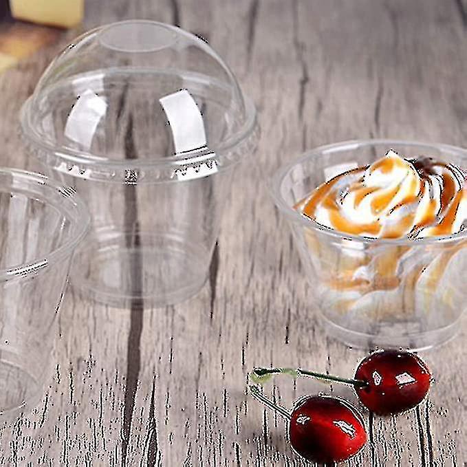 100pcs 250ml Fruit Cups With Lid Small Lids Dome Ice Cream Yogurt Containers Baking Supplies For Kid