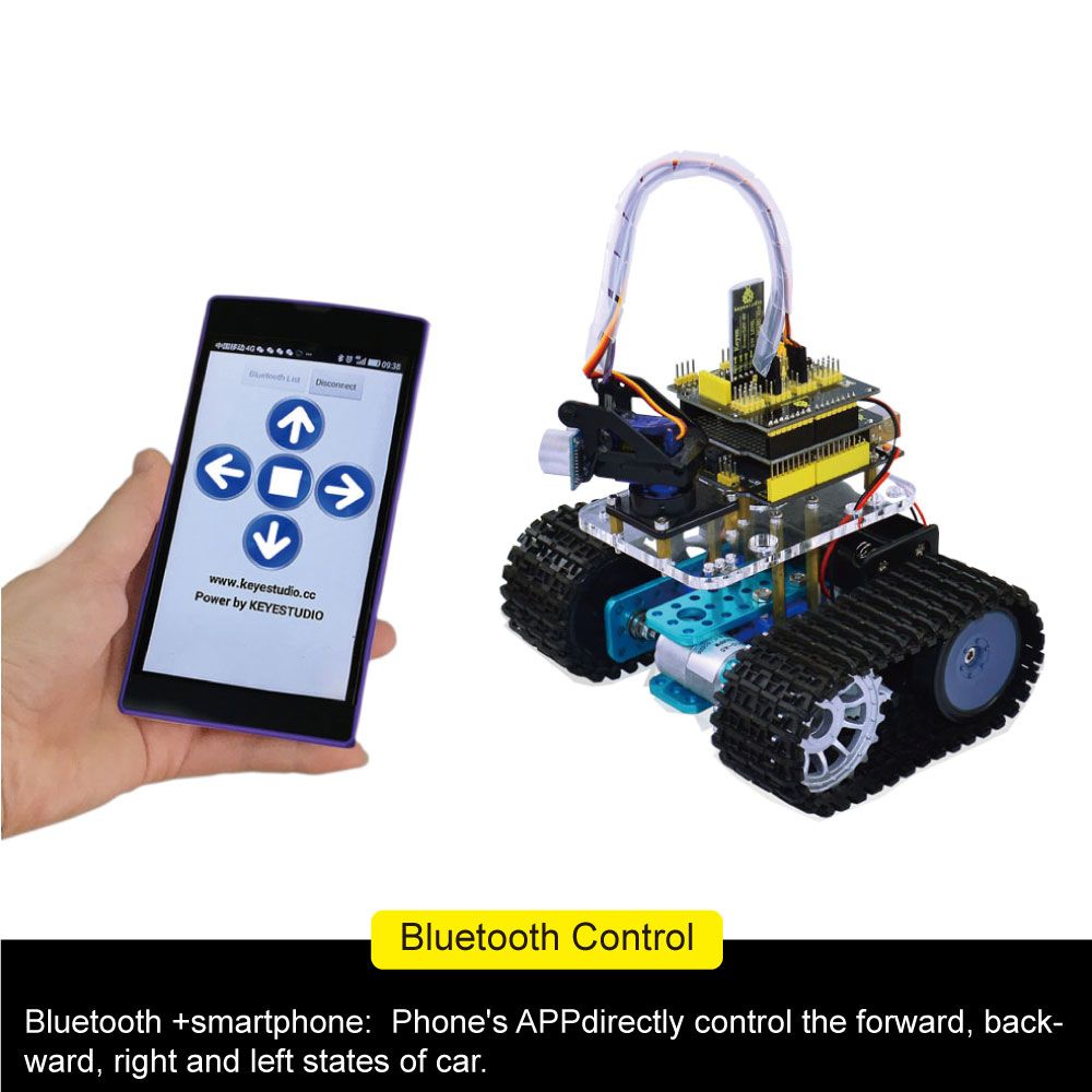 Mini Tank Smart Robot Car - Micro Controller Based On MCU - Ultrasonic Obstacle Avoidance and Bluetooth Remote Control Programmable Robot Toy for Kids - Easy to Use | Above 3 Years Toys